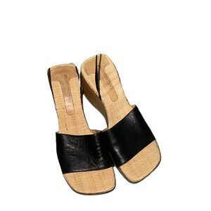 Francesca Lecca Black Leather Sandals Size 7